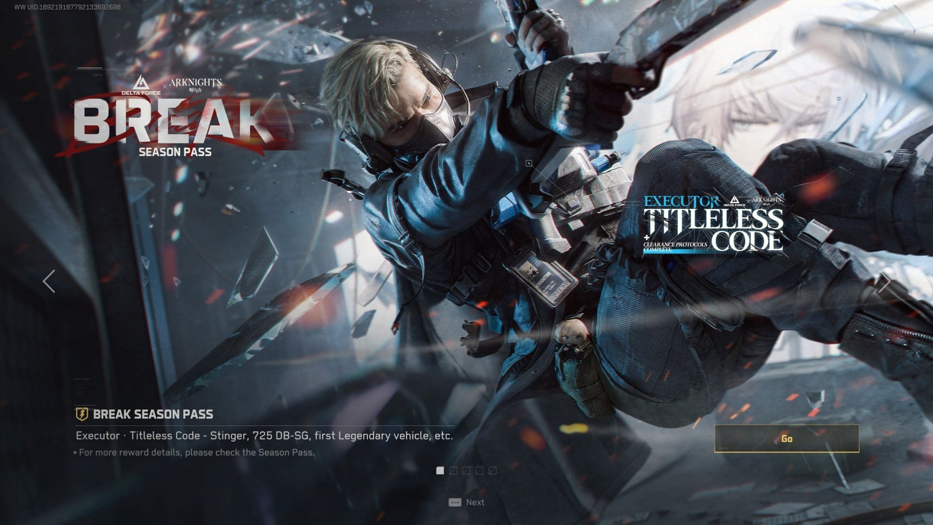 Stinger Arknights collaboration appearance in Delta Force Break Season Pass (Image via Sportskeeda Gaming || TiMi Studio Group)